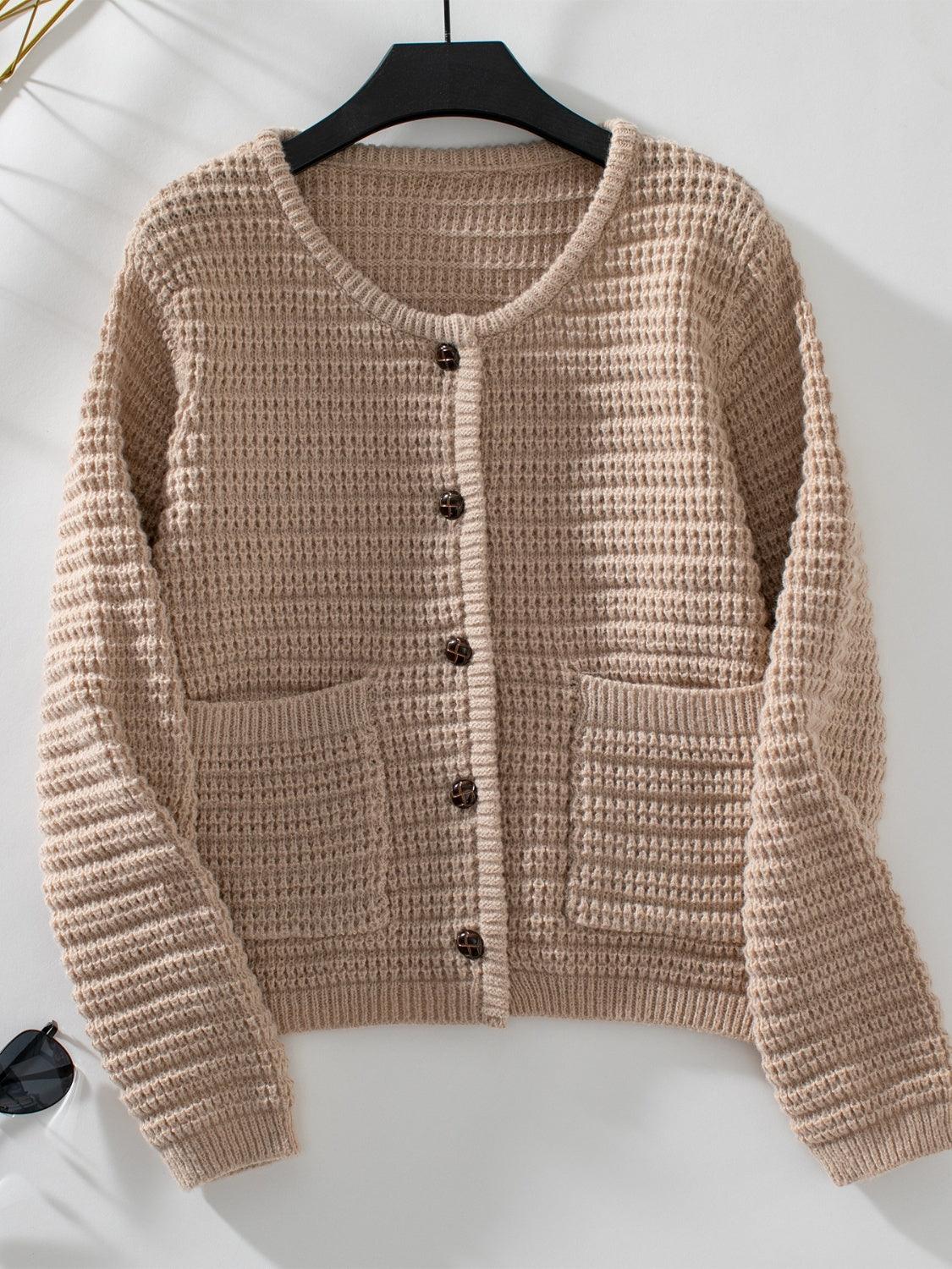 Cardigan Button Up Long Sleeve Knit Single Breasted Sweater Taupe 375de9c6-6dcf-4937-856f-42cab25fad7b-Max Trendsi