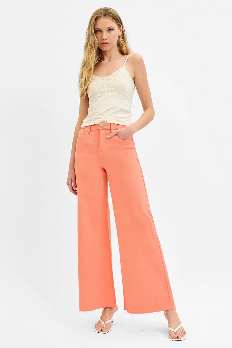 RISEN Wide Leg Jeans Woemn's Coral Tummy Control High Rise Palazzo Denim 375edd24142a4fdc92c50a9868f25b15-Max-Origin Trendsi