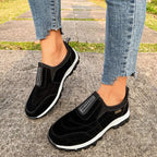 Round Toe Breathable Sneakers with PU Leather and Rubber Soles - Flats, Imported