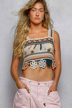 POL Cropped Crochet Cami Cutout Flower with with Dangle Detail Top SALMON MULTI One Size 3766750a-488c-478f-bef1-a9047b268b53-Max-Origin Trendsi