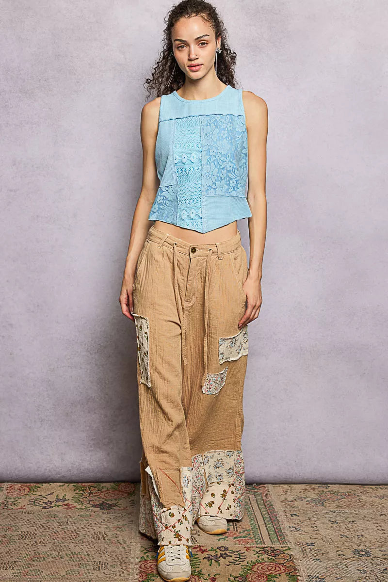 POL Cropped Tank Powder Blue Ribbed Round Neck with Lace Detail Top 376b05f4-40e8-44a8-85f2-56ac9b3a449c-Max-Origin Trendsi