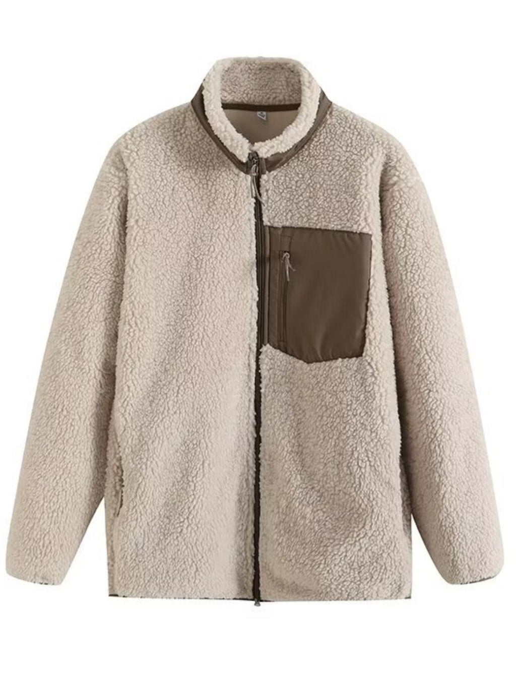 Plush Women Jacket Zip Up Long Sleeve Zip Outer Pocket Collared Outwear Dust Storm 37754a1a-de02-4688-b7f8-fcb52144dcb8-Max Trendsi