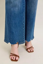 Judy Blue Jeans High Waist Tummy Control Chew Hem Destroy Wide Denims 3794307a-c685-42ba-bbcd-916be4a7e7ed-Max-Origin Trendsi