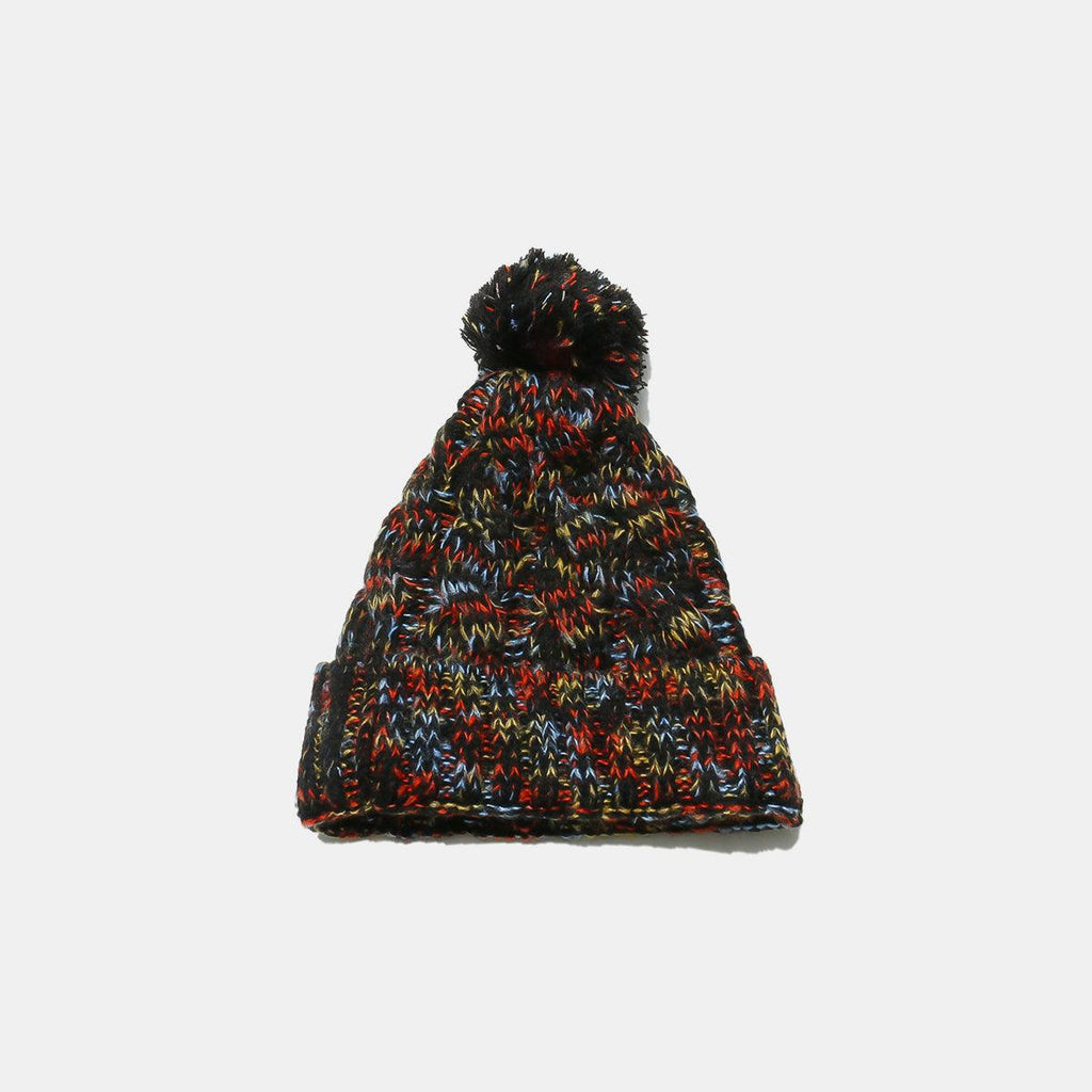 Contrast Cable-Knit Hat with Pompom Faux Fur Insulated Black One Size 37a8949e-9433-4b64-b172-732fcfb3a268-Max Trendsi