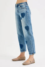 RISEN Women's Jeans Mid Rise Fit-boyfriend Heart Shade Light Washed Denim 37b4e07da40a46b093c2ed40e5c0a0e9-Max-Origin Trendsi