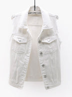 Denim Jacket Women's Raw Sleeveless Flap Pockets Plus Sizes S-5XL 37bee866-e758-457c-86b9-d931d44983ad-Max Trendsi