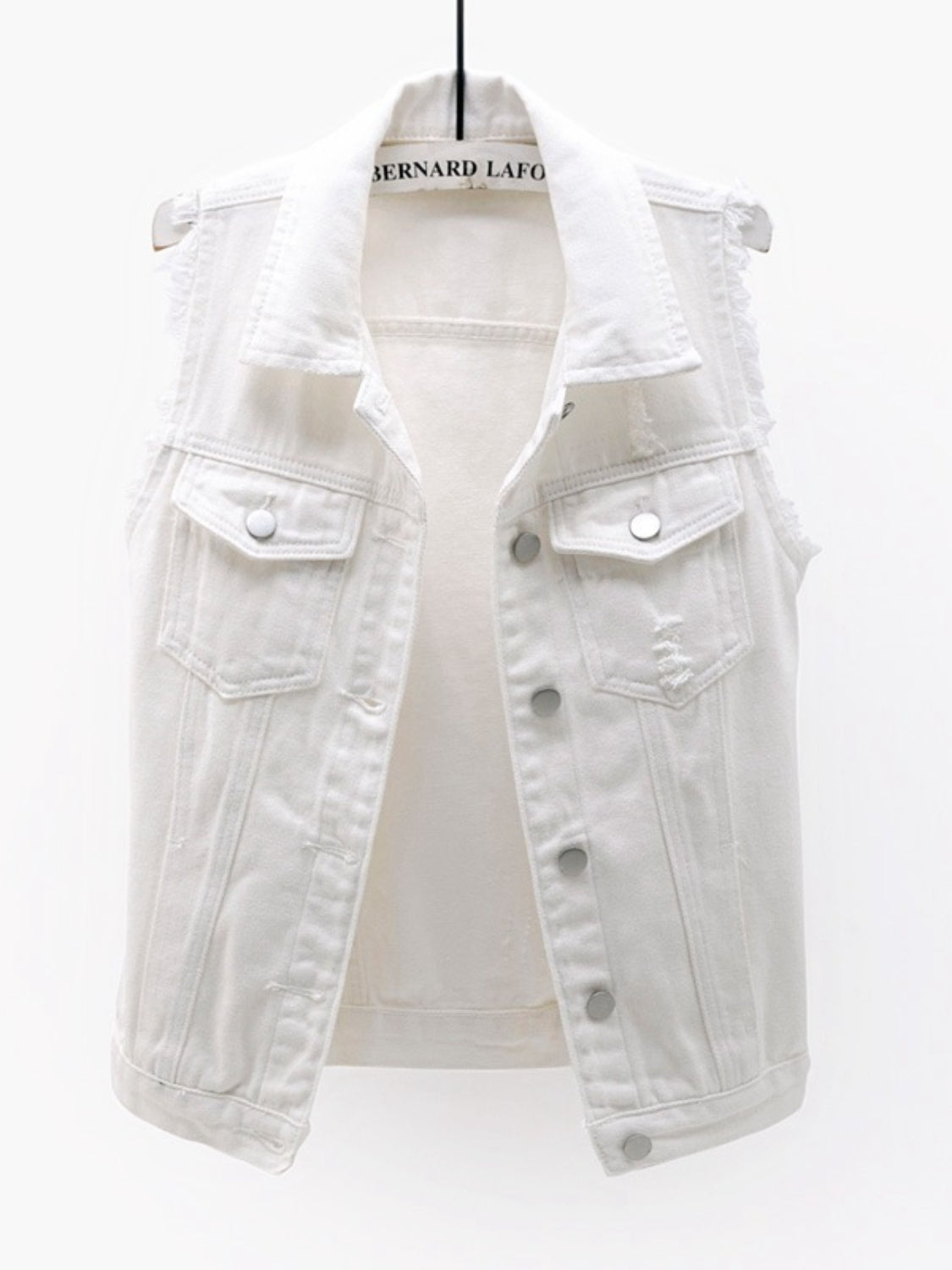 Denim Jacket Women's Raw Sleeveless Flap Pockets Plus Sizes S-5XL 37bee866-e758-457c-86b9-d931d44983ad-Max Trendsi