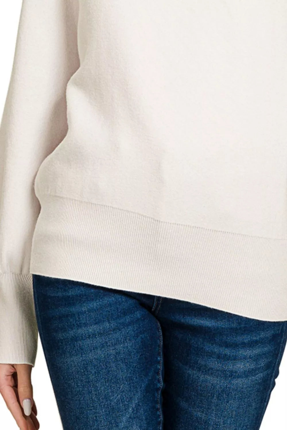 Zenana Womens Sweater Viscose Off White Mock Neck Exposed Seam Pullover 37c157c4-499e-4e58-be8e-4d3036966207-Max-Origin Trendsi