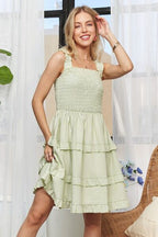 ADORA Stripe Ruffled Mini Dress Smocked Sage Wide Straps 37dbc791-e8e2-4b10-b28a-cbd7d7cb8327-Min Trendsi