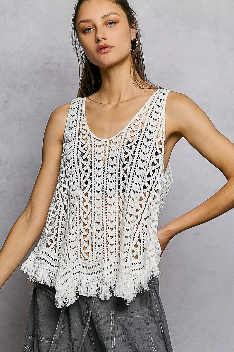 POL Crochet Tank Top Off White Fringe Hem Lace Sleeveless Blouse 37ed77bb-c733-4ac4-8f9b-a746f7183282-Max-Origin Trendsi