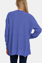 Zenana US Cardigan Waffle Open Front Sweater Long Sleeve Pocketed 37ee0b0e-103a-40dd-9e48-cb9d7f8ca72e-Max Trendsi