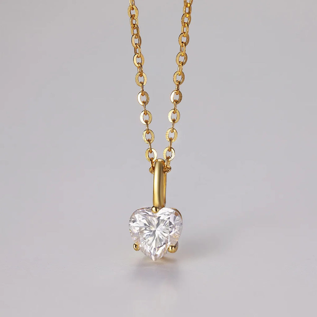 18K Gold-Plated Necklace Heart Moissanite Stone Shape Pendant Jewelry Gold One Size 37f2374c-bdad-4b27-b4e8-415121d72263-Max-Origin Trendsi