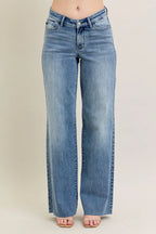 Judy Blue Baggy Jeans Women's V - Front Wasit Style Medium Washed Denim MD 3806f2296a8f4aa393024a1492f1dbd7-Max-Origin Trendsi