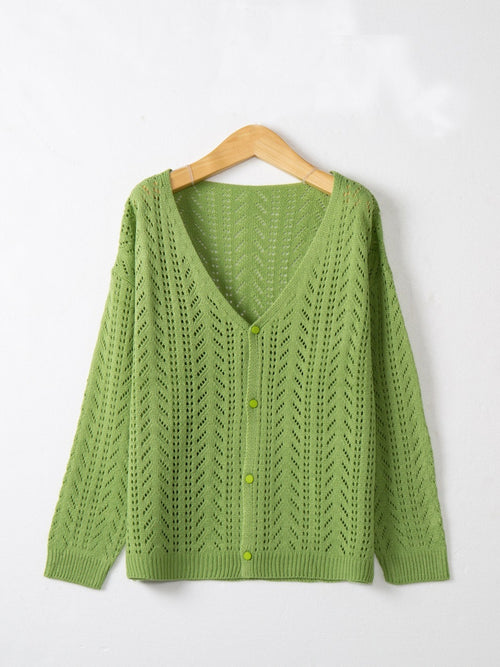 Openwork V-Neck Cardigan