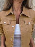 Women's Denim Jacket Short Button Front Long Sleeve with Pockets 3824c361-5683-48e4-a3d6-54c7ad5614b8-Max-Origin Trendsi