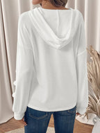 Women's Hoodie White Viscose Lace Detail Long Sleeve Drawstring Hood 382a97e85c8d434286cab9543ef25665-Max-Origin Trendsi