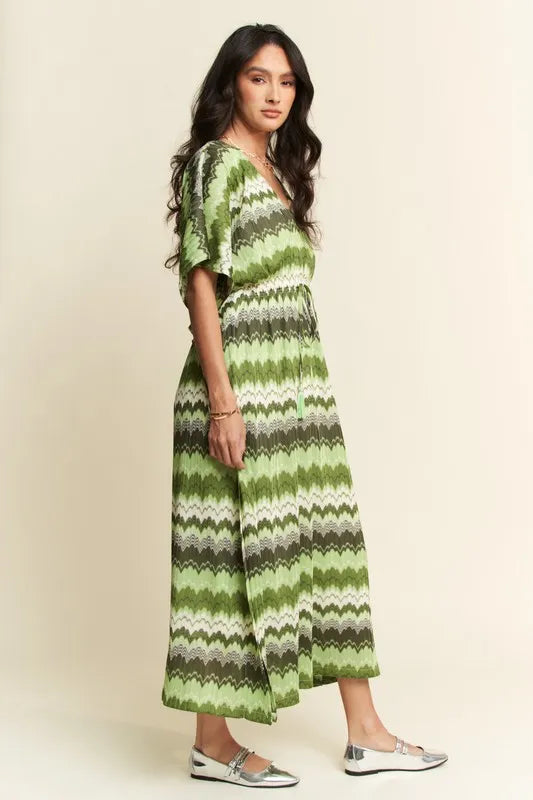 Davi & Dani Midi Dress Sage Green Multi Color Wavy Tie Waist Flowy Sleeve 3857a1788f2241b3be4360fa1d1ed04b-Max-Origin Trendsi
