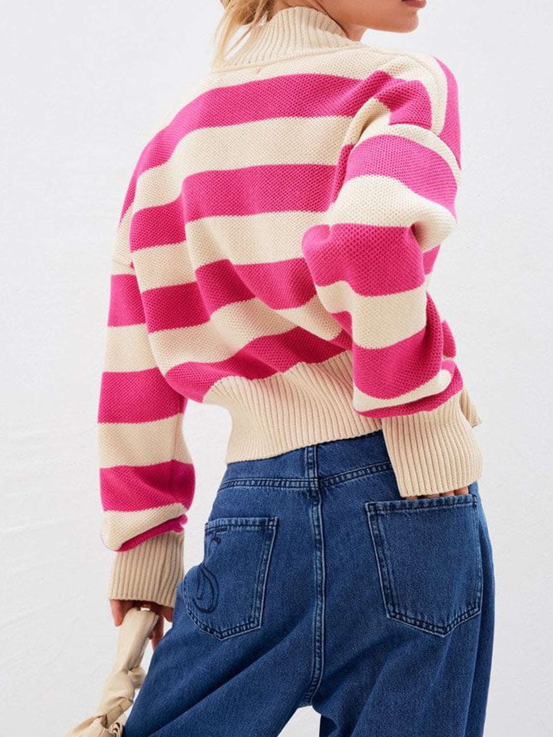 Women Cardigan Striped V Neck Button Down Long Sleeve Soft Acrylic Sweater 386538ff-d533-4a8f-8081-b9e1436858c1-Max Trendsi