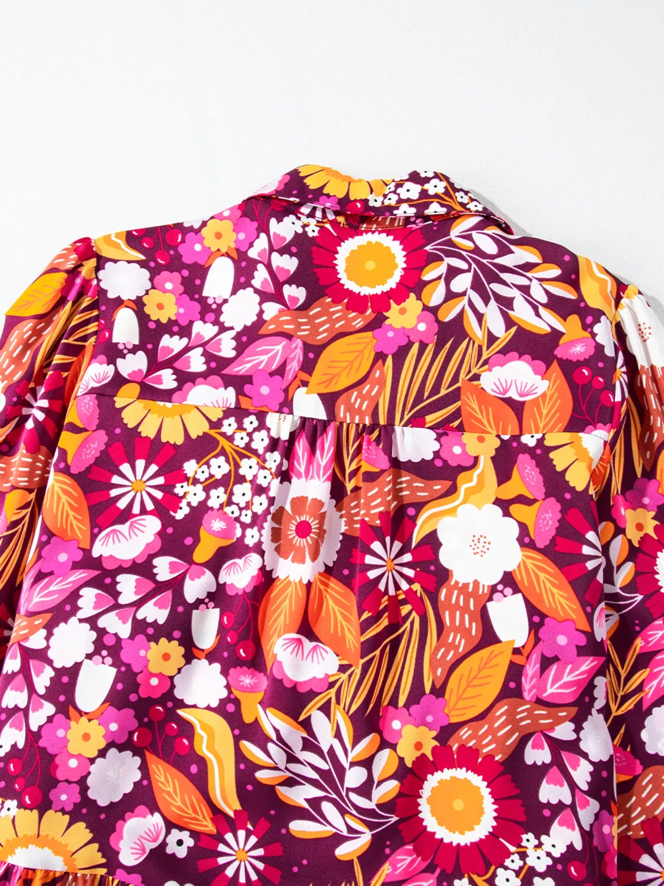 Midi Dress Hot Pink Colorful Floral Print Long Sleeve with Pockets 387c8d64e04b4759b214bf9ca08ae351-Max-Origin Trendsi