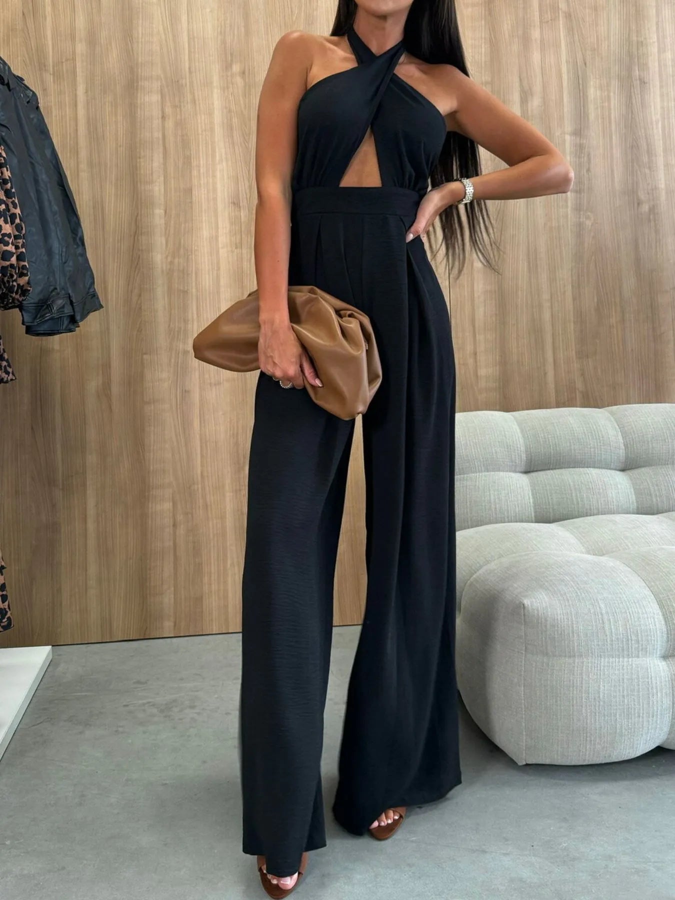 Women's Jumpsuit Wide Leg Cutout Halter Neck Backless Zipper Overall 3888c174-9b45-4b83-94b9-7965cc4ce30a-Max-Origin Trendsi