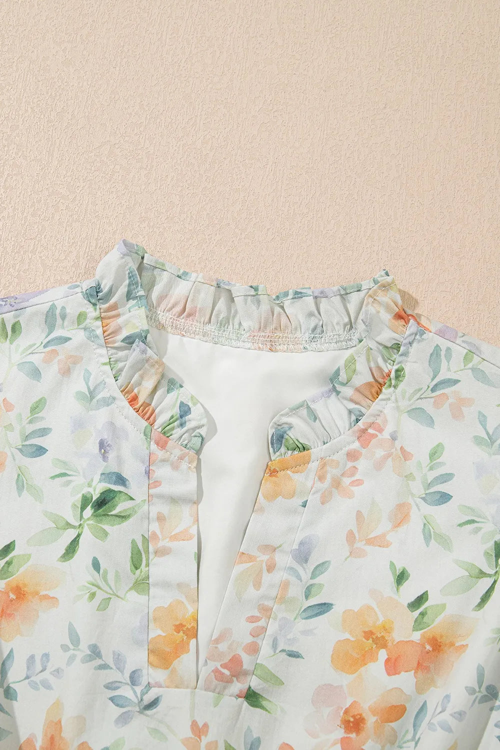 Floral Mini Dress Cotton Frill Notched Puff Short Sleeve Hight Waisted 38955047-675e-4bfb-b0db-0d6b24ab03cd-Max-Origin Trendsi