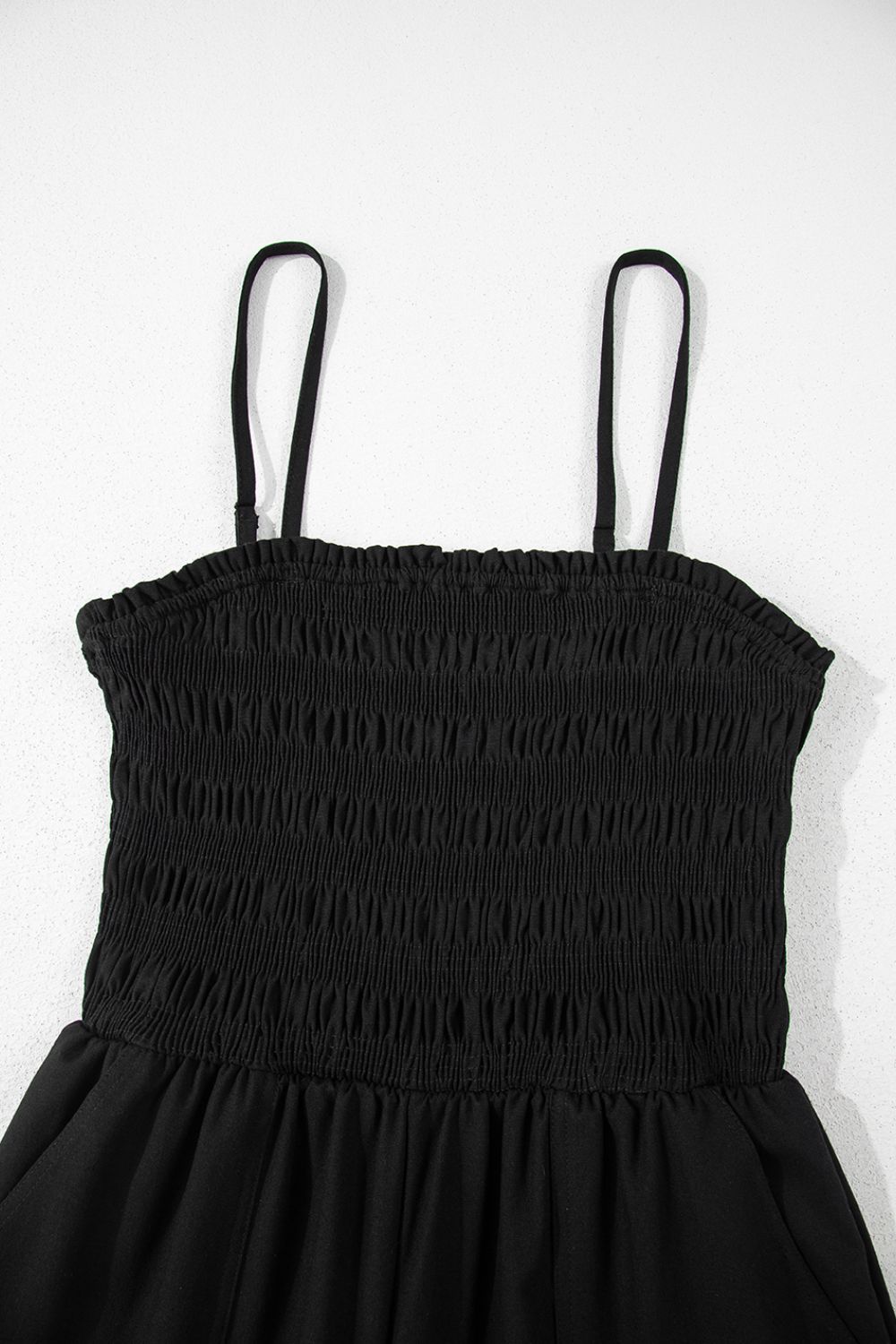 Jumpsuit Black Smocked Spaghetti Straps Wide Leg Overall 389576c2-0892-440a-b5c7-8a669e8f957c-Max Trendsi