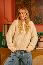 BiBi Womens Sweater Checker Ivory Board Drop Shoulder Knit Pullover 3898975dcc4f41bea9c388b56f747c74-Max-Origin Trendsi