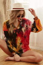 BiBi Tie Dye Womens Blouse Brushed Waffle Top With Bubble Long Sleeves 3898d0366d564c2cb5cdc19fbd108072-Max-Origin Trendsi
