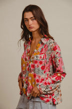 BiBi Women's Shirt Rose Floral Printed Smocked Long Sleeve Top 38a5ca415d6442fe90bfcb2defddbe09-Max-Origin Trendsi