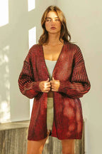 BiBi Metallic Knit V-neck Open Sweater Cardigan