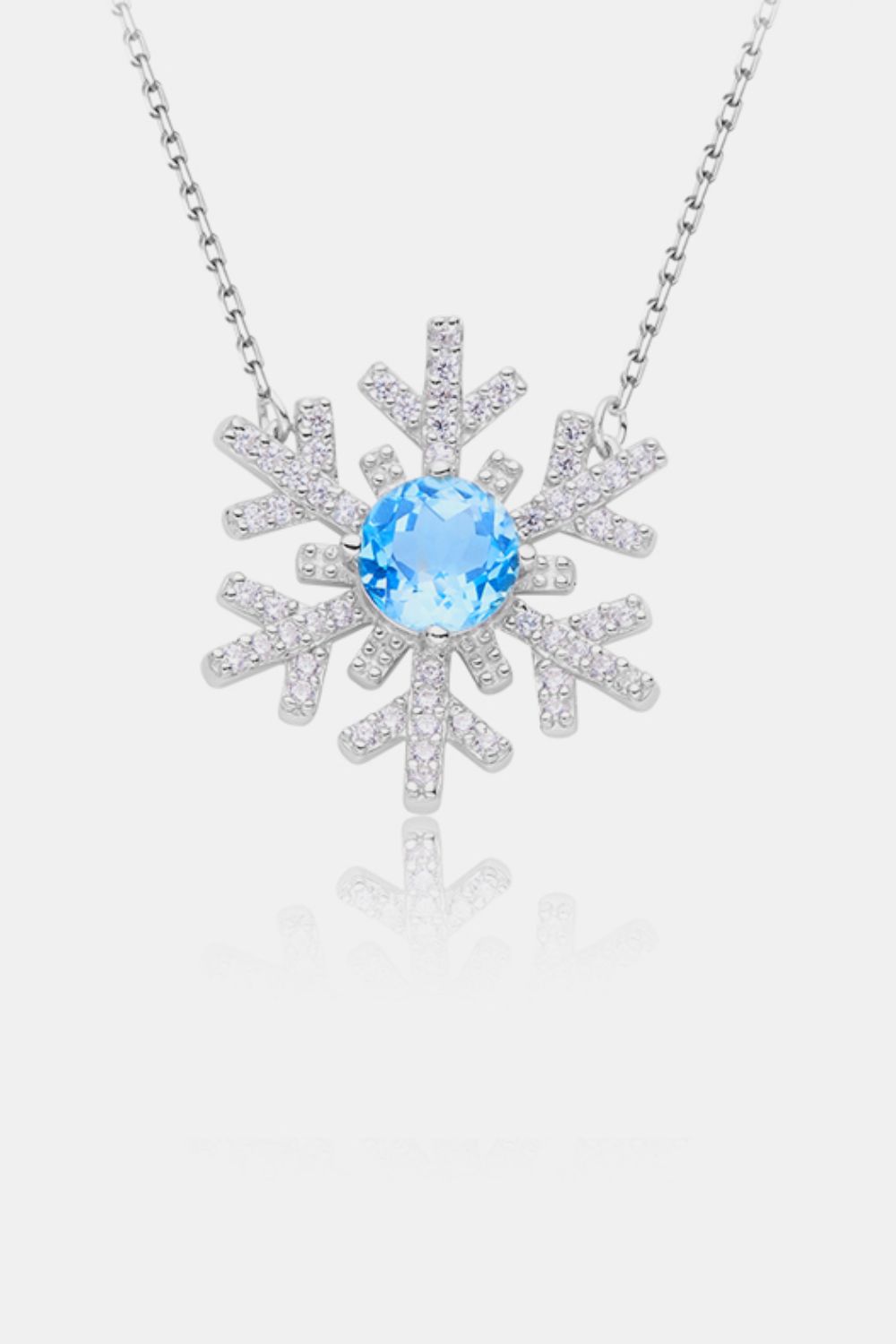 Murray Chain Necklace Blue Topaz Snowflake Shape 925 Sterling Silver Jewelry