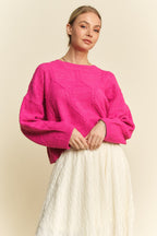 Davi & Dani USA Pink Sweater Diamond Cable Knit Pattern Long Sleeve Pullover 38f01c8c-416d-4edf-96ef-a0f2db8feb25-Max Trendsi