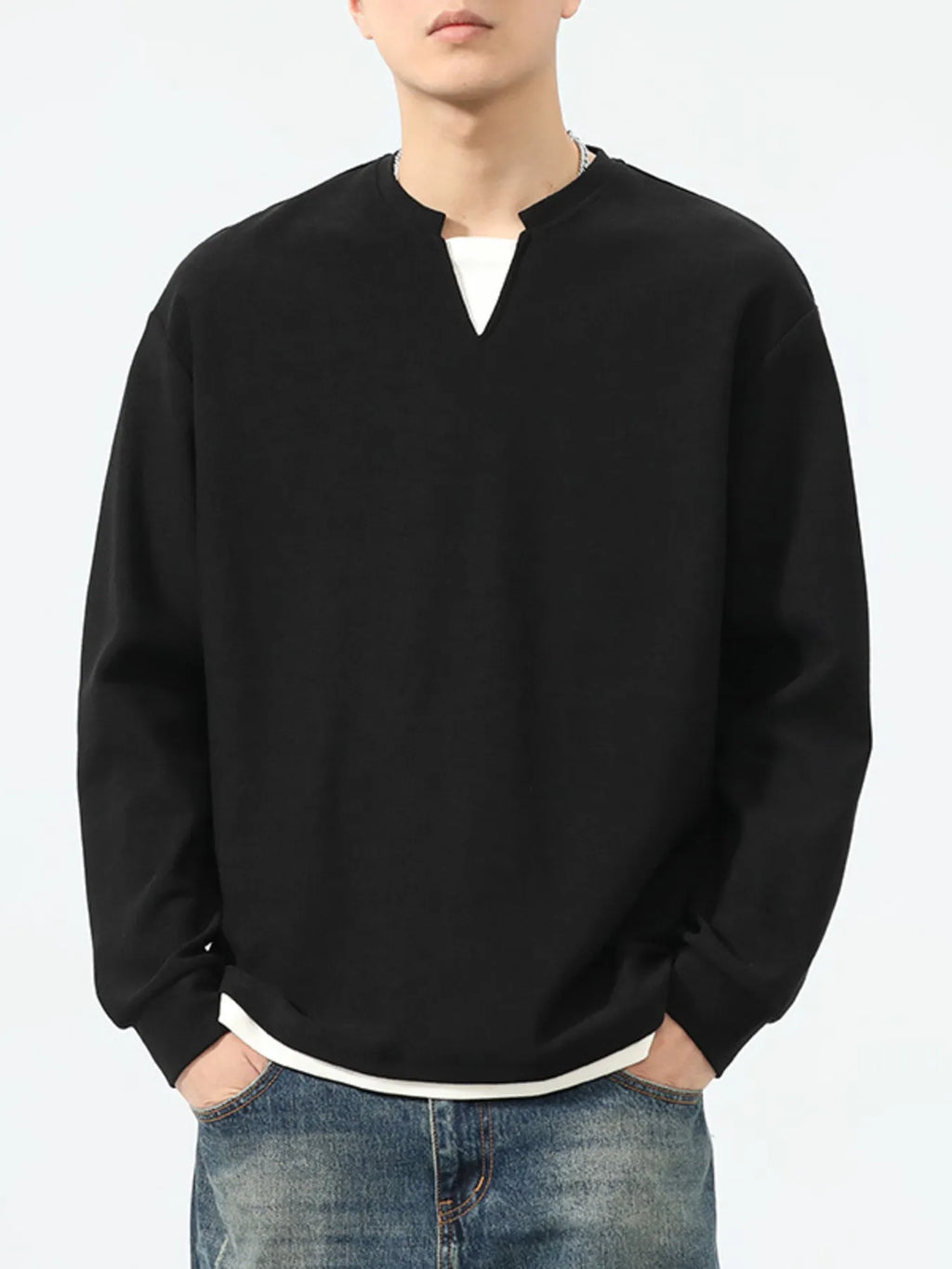Men's Cotton Waffle Knit Top Black Long Sleeve Basic Style Plus Sizes M-4XL Black 392727e959a04db7a176efe0da00044e-Max-Origin Trendsi