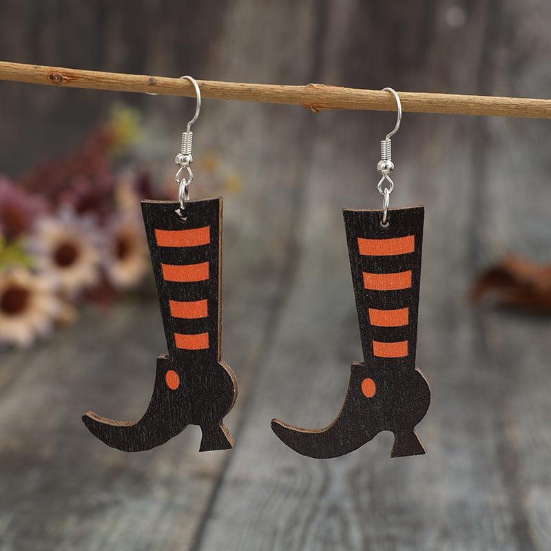 Wooden Boots Halloween Alloy Drop Earrings 3932bcf5-f316-4141-8a57-8c2de24bec83-Max Trendsi