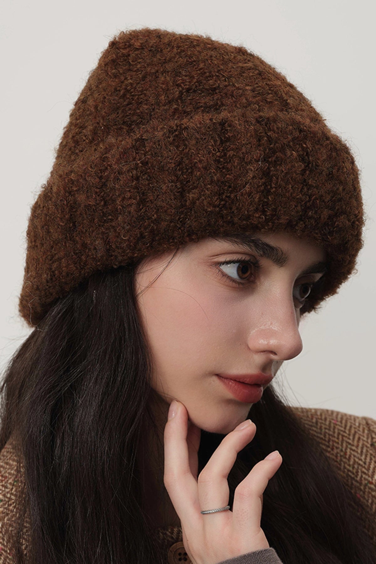 Women Knit Hat Solid Color Thermal Faux Fur Beanies Hat Fashion Accessories