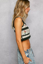 POL Crochet Cami Floral Embroidered Cropped with Scalloped Hem Black Multi 394eaca2-6480-40fe-97b8-8c9e08b50f0f-Max-Origin Trendsi