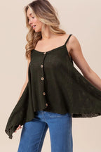 BiBi Cami Top Popcorn Waffle Black Knit with Buttoned Front Oversized 395beb45bff84d46a9c85ac6a0b4e096-Max-Origin Trendsi