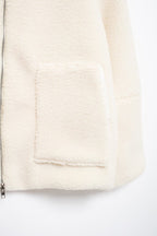 Turtleneck Plush Jacket Women Zip Up Long Sleeve Outer Double Pockets Coat 3975505c-1d7e-4acd-9cdc-1119567c8eff-Max Trendsi