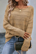 Sweater Boat Neck Dropped Shoulder Long Sleeve Knitwear 397f6102-0624-449d-b79f-296c1fe2bf6c-Max Trendsi