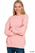 Zenana Womens Fleece Sweatshirt Pink Pigment Dye Oversized Top 39822e14-5b4c-4429-bb87-25e25ff42a61-Max-Origin Trendsi