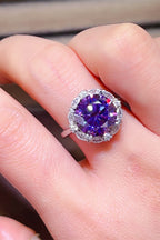 Silver Ring 5 Carat Moissanite Violet Stone Round 925 Sterling Platinum-plated 3990cf21-4342-445f-8252-1e3d67df531c-Max Trendsi