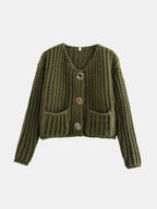 Buttoned Cardigan Women Front Pockets Single Breasted 39d724ea-c3cd-4b5a-b563-6994e0fa3d05-Max Trendsi