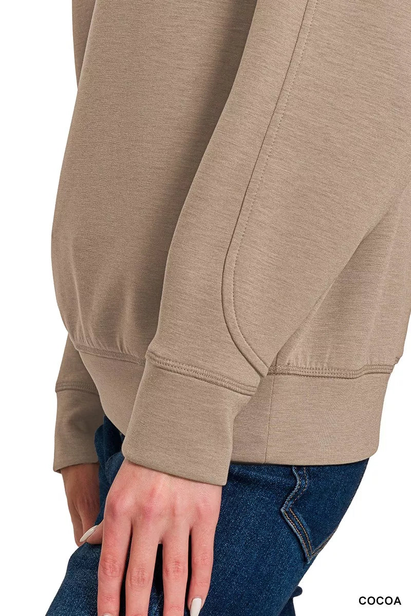 Zenana Womens Sweatshirt Cocoa Scuba Round Neck Long Sleeve Top 39d83de92c364ed3b73dd3496dddee08-Max-Origin Trendsi