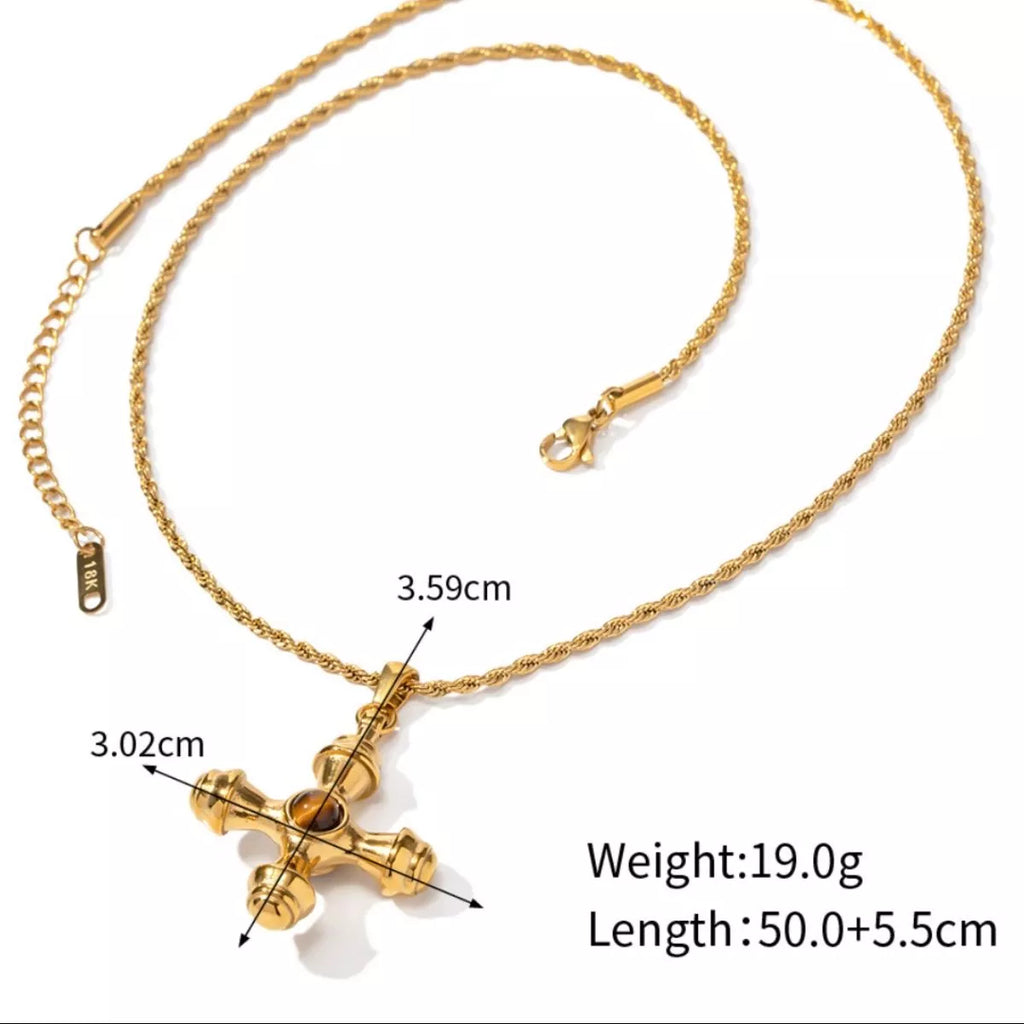 18K Gold-Plated Cross Pendant Women's Necklace Tiger's Eye Jewelry 39d8b40f-09ec-4e3c-acad-5ee647c156e0-Max-Origin Trendsi