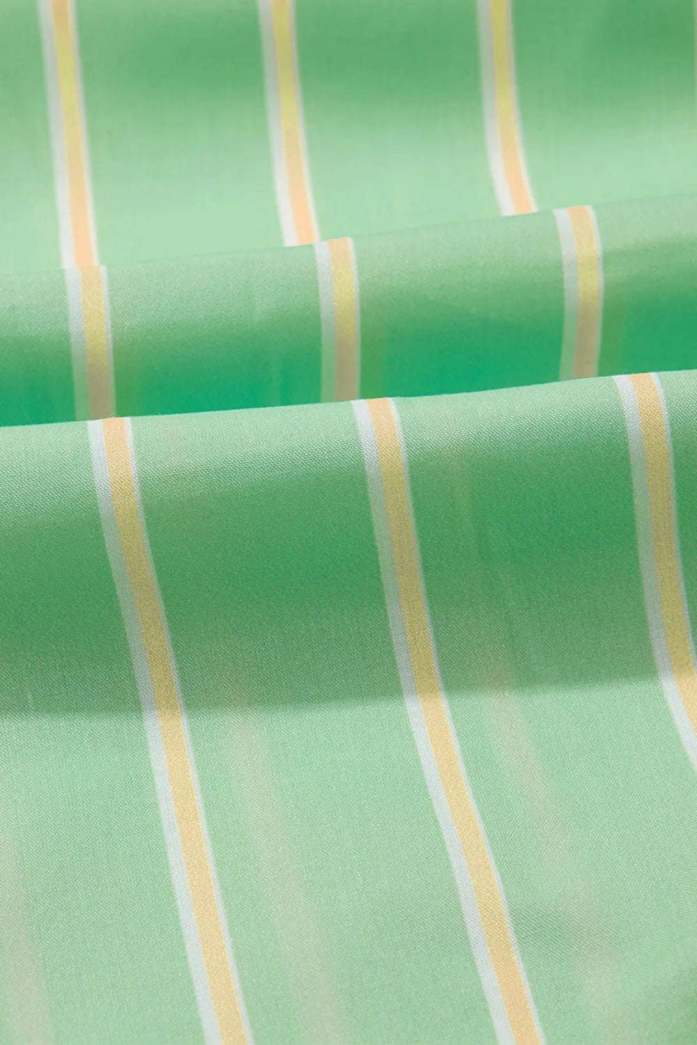 Ruffle Dress Stripe V Neck Green Short Sleeve Frilled Detail 39e206aa-0d6e-4fdf-b17a-5639672669dc-Max-Origin Trendsi