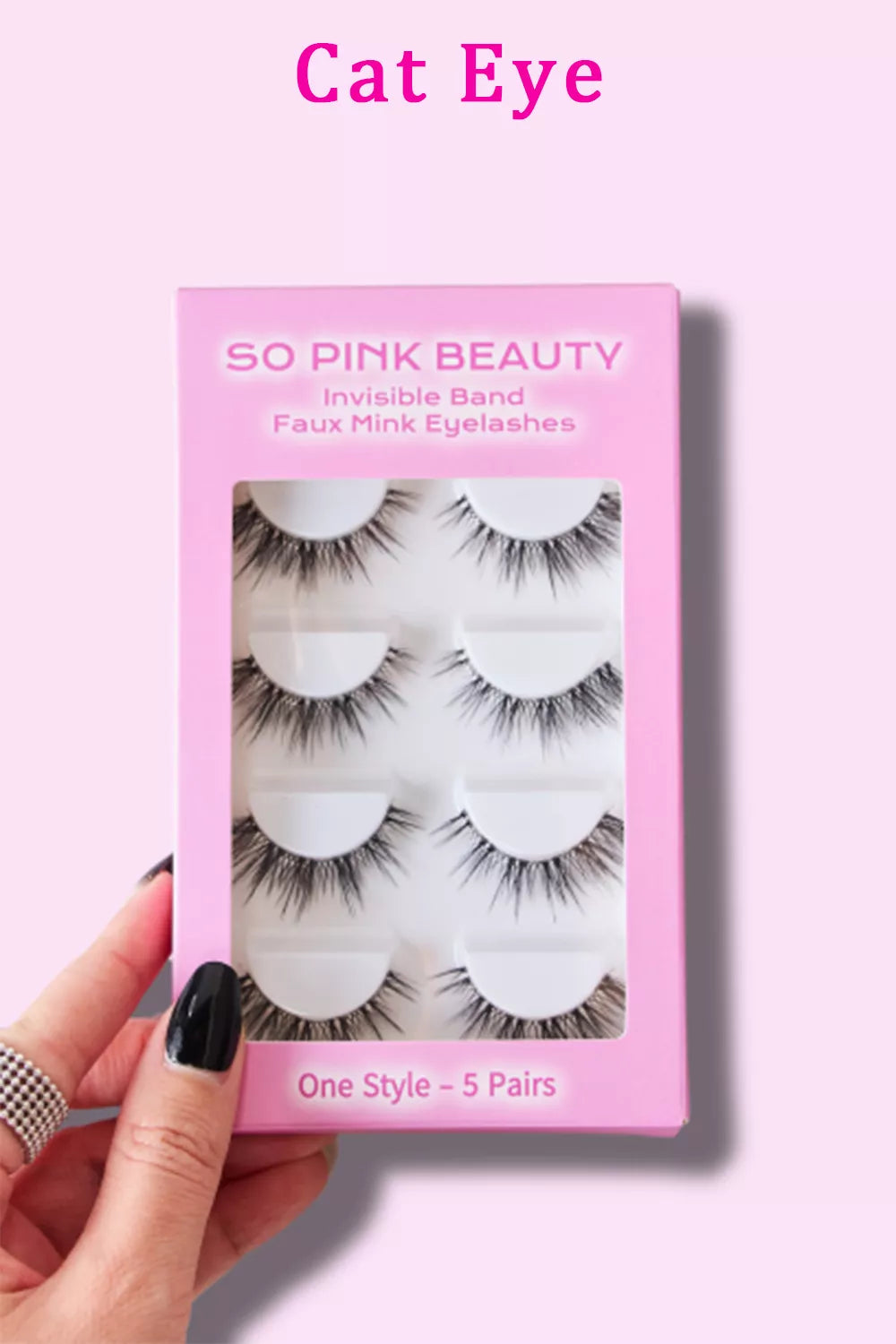SO PINK BEAUTY Faux Mink Synthetic Eyelashes 5 Pairs Black Mix Effect Cat Eye One Size 39e7b283-e519-4c8c-8a0e-226a38b23464-Max Trendsi