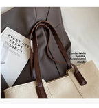 Casual Women's Shoulder Bag Pu Leather Zipper Contrast Strap Tote Bag Medium