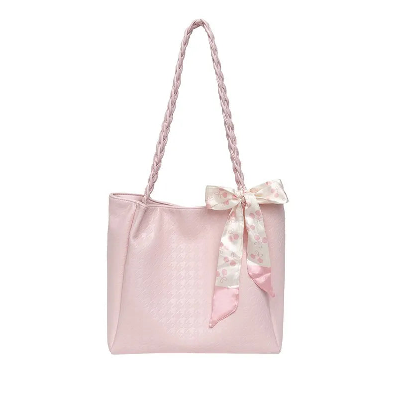 Women's Large Tote Handbag Braided Handle Large PU Leather Zipper Purses