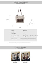 Casual Women's Canvas Shoulder Bag Medium Letter Print Chain Strap Handbag