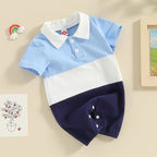 Newborn 0-18 Baby Jumpsuit Casual Color Blocking Shirt Cotton Comfortable For Boys